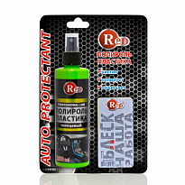  RED R4102 Полироль пластика глянцевый парфюм с губкой "Блеск-наша работа" 250мл в бл. 1шт./12шт.